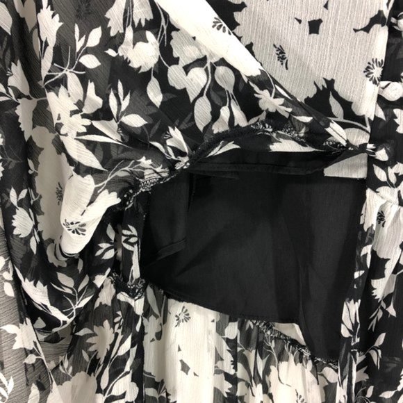 New Sanctuary Floral Short Sleeve Button Front Maxi Dress Black White Size 2 - Picture 9 of 16